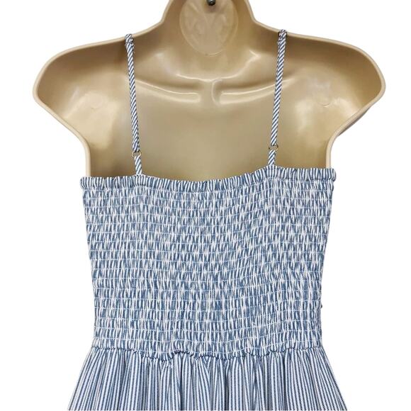 Japna Trendy Blue White Stripe Jumpsuit Dainty Embroidery Wide Leg Palazzo Style - Picture 3 of 16